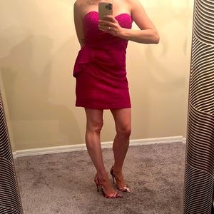 Strapless pink shimmer sparkle dress